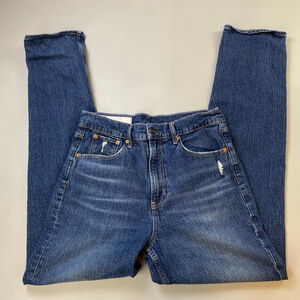 GAP Jeans Women’s 31 TALL Blue Sky High Straight Distressed Scandi Minimal